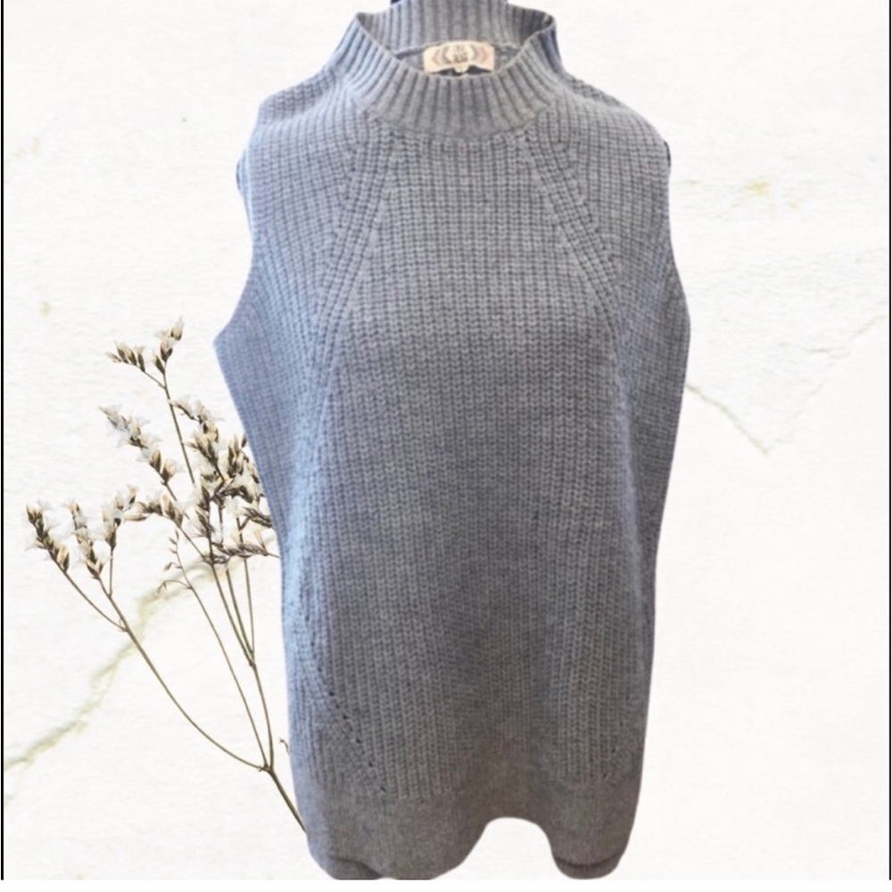 Pink Rose Light Gray Cowl Neck Sweater Vest